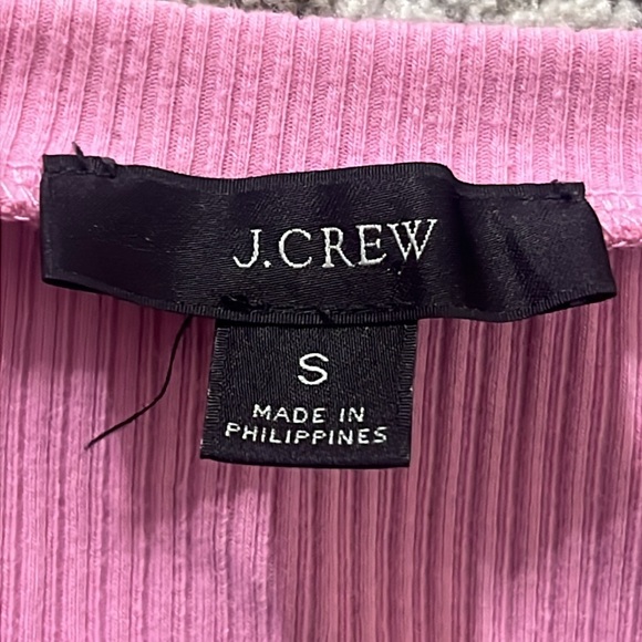 J. Crew Ribbed Ruffled Pink Women Sz Small Stretchy Crewneck Tank Top - Picture 7 of 9